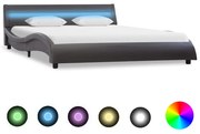 vidaXL Bedframe met LED kunstleer grijs 120x200 cm