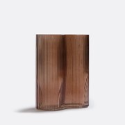 Vaas in geribbeld smoked glas H21 cm, Anija