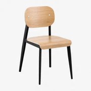 Eetkamerstoel In Eikenfineer En Ijzer And Zwart - Sklum