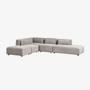 4-delige Modulaire Hoekbank Met Rechter Chaise Longue En Poef Fogler Corduroy Grijs – Taupe – Koel - Sklum