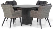 Tuinset Ronde Tuintafel 4 personen 120 cm Wicker Grijs Garden Collections Boston/Graniet