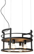 Industriële hanglamp zwart met rek rond 4-lichts - Cage Rack Industriele / Industrie / Industrial E27 Binnenverlichting Lamp