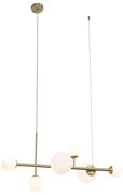 Eettafel / Eetkamer Hotel Chique hanglamp goud met opaal wit glas 6-lichts - MonacoHotel chique G9 bol / globe / rond Binnenverlichting Lamp
