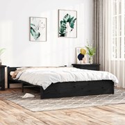 vidaXL Bedframe massief hout zwart 150x200 cm 5FT King Size