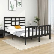 vidaXL Bedframe massief hout zwart 135x190 cm 4FT6 Double