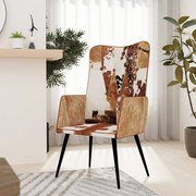 vidaXL Fauteuil harig echt leer bruin en wit