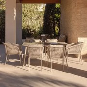 Arhiza Classic Rechthoekige Tafelset, 160x90 Cm, En 6 Aluminium Tuinstoelen. Moka Bruin - Sklum