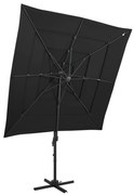 vidaXL Parasol 4-laags met aluminium paal 250x250 cm zwart