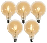 Set van 5 E27 3-staps dimbaar LED goud G125 4W 450 lm 2700K