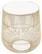 Kare Design Beam White Tafeltje Goud Met Wit Marmer - 32 X 32cm.