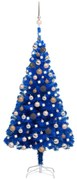 vidaXL Kunstkerstboom met LED's en kerstballen 150 cm PVC blauw