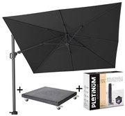 Challenger T2 300x300 cm antraciet met zwarte parasolvoet 120KG voet en hoes