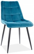 Stoel POSH turquoise (stof Bluvel 85) - modern, gestoffeerd, fluweel, voor woonkamer, eetkamer