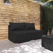 vidaXL 2-delige Loungeset met kussens poly rattan zwart