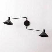 Draaibare Wandlamp Van Ijzer Met 2 Lichtpunten Doble Twin Zwart - Sklum