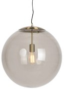 +Moderne hanglamp messing met smoke glas 50 cm - Ball