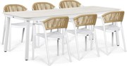 Tuinset 6 personen 220 cm Kunststof Wit Domani Furniture Toscano/Tavano