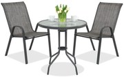 Modena metalen tuinmeubel voor 2 personen met kleine tafel Garden Point grijs