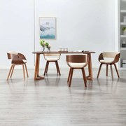 vidaXL Eetkamerstoelen 4 st gebogen hout en kunstleer crème