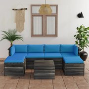 vidaXL 7-delige Loungeset met kussens pallet massief grenenhout