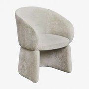 Vasilis Chenille Eetkamerstoel Met Armleuningen Stof Chenille Beige – Crème - Sklum