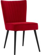 Goossens Eetkamerstoel Rob rood velvet stof leuning, urban industrieel