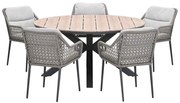 Garden Impressions Pemba tuinset 6-delig - Tulli tuintafel Ø148x75 cm - light teak vironwood