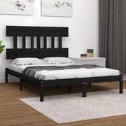 vidaXL Bedframe massief hout zwart 120x190 cm 4FT Small Double