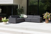 Flow. Cube hoek loungebank sooty All Weather loungeset Antraciet Sunbrella loungeset LoungesetHoek loungeset outdoor textiel - weerbestendig