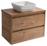 Sanicare Avenza badmeubel 80cm arrano oak met witte waskom 40x40cm