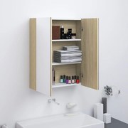 vidaXL Badkamerkast met spiegel 60x15x75 cm MDF wit en eikenkleurig