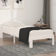 vidaXL Bedframe massief hout wit 75x190 cm 2FT6 small single