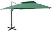 vidaXL Zweefparasol met dubbel dak 300x300 cm groen