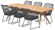 4 Seasons Outdoor Babilonia eetset met Belair teak tafel 240 cm  Tuinset    houtkleur weerbestendig