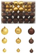 vidaXL 100-delige Kerstballenset 3/4/6 cm bruin/bronskleur/goudkleurig