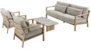 Lucas stoel bank loungeset 4 delig naturel teak keramiek 4 Seasons Outdoor