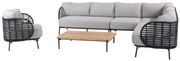 Fabrice hoek loungeset 6 delig antraciet rope 4 Seasons Outdoor