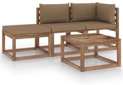 vidaXL 4-delige Loungeset pallet met kussens geïmpregneerd grenenhout