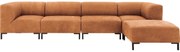 Goossens Excellent Bank Marshall Met Hocker cognac, leer, 2 x 1,5-zits, urban industrieel