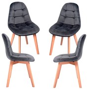 Set 4 Kelen Fluwelen Stoelen