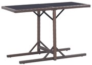 vidaXL Tuintafel 110x53x72 cm glas en poly rattan bruin