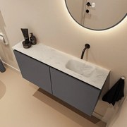 Mondiaz Ture DLux toiletmeubel 100cm dark grey met wastafel opalo rechts zonder kraangat