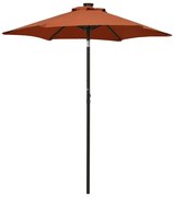 vidaXL Parasol met LED-verlichting 200x211 cm aluminium terracottakleurig