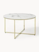 Ronde salontafel Antigua met glazen tafelblad in marmerlook