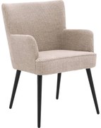 Goossens Eetkamerstoel Rob beige stof met armleuning, urban industrieel