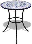 vidaXL Bistrotafel 60 cm mozaïek blauw en wit