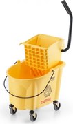 VEVOR dweil-emmer met wringer, 26 QT commerciële dweil-emmer met zijpers, dweil-emmer en wringer-combo op wielen, professionele/industriële/commerciële vloerreiniging, geel