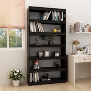 vidaXL Boekenkast/kamerscherm 100x30x200 cm massief grenenhout zwart