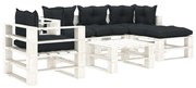 vidaXL 6-delige Loungeset met antracietkleurige kussens pallet hout