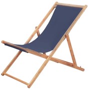 vidaXL Strandstoel inklapbaar stof en houten frame blauw